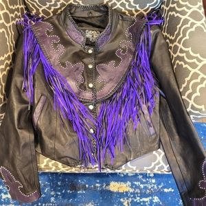 💜 fringe leather jacket